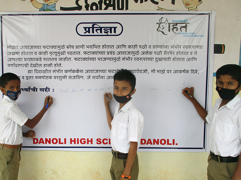 Children pledge to be kind to animals.