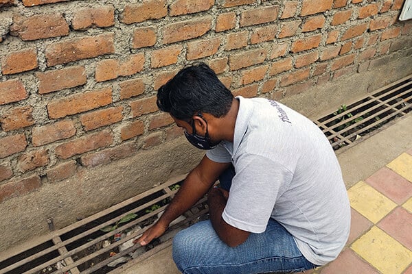 Animal Rahat followed the puppy’s cries and found him inside a drain.
