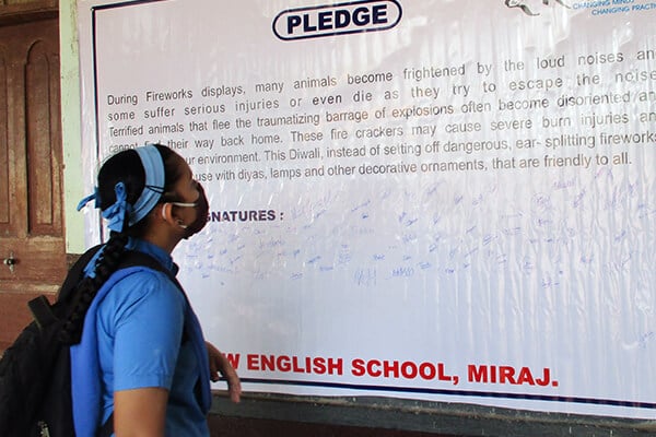 These children pledged not to use firecrackers during Diwali in order to help keep the holiday safe for animals.