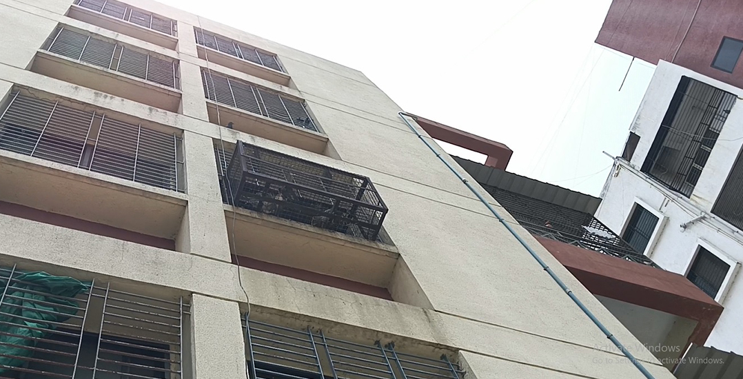 This photo shows the window cage of a second-floor apartment.
