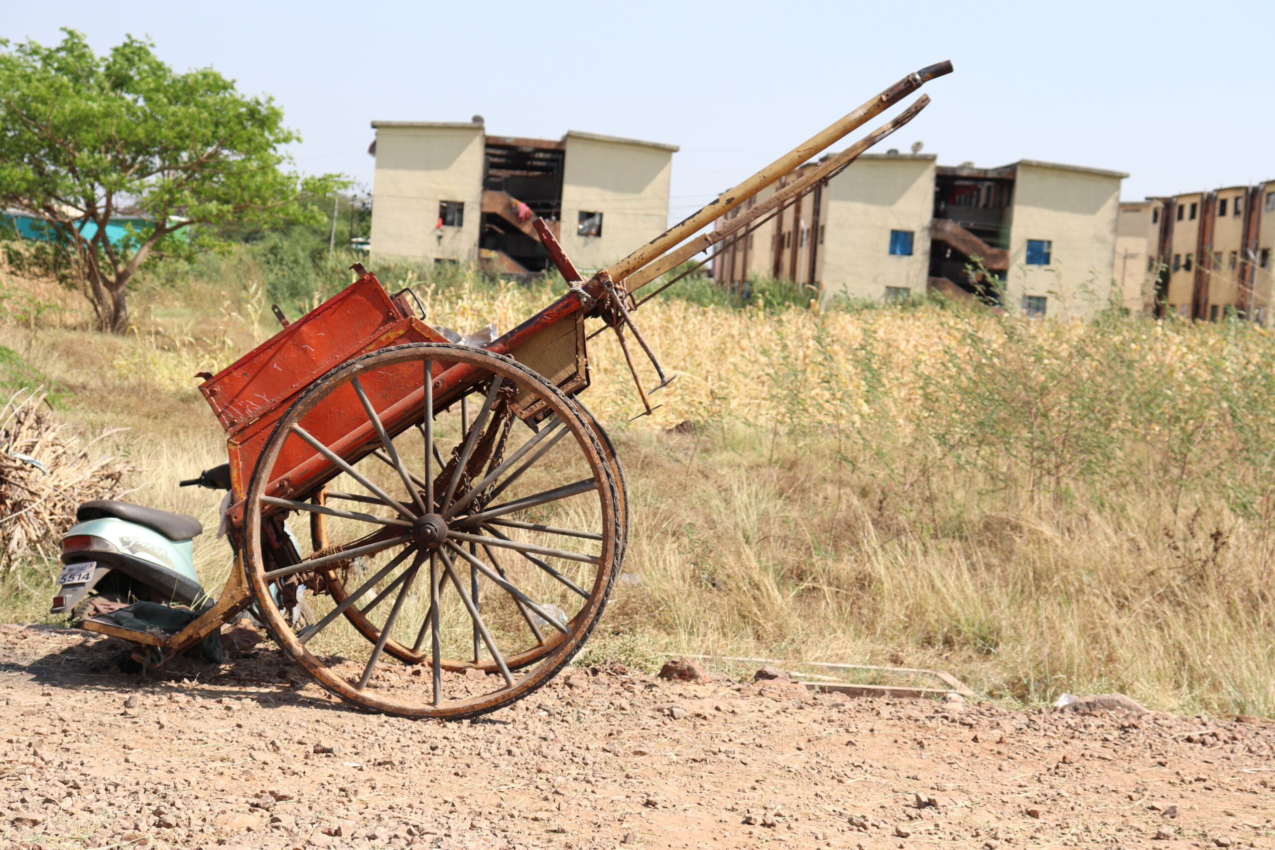 A tonga is a two-wheeled cart.